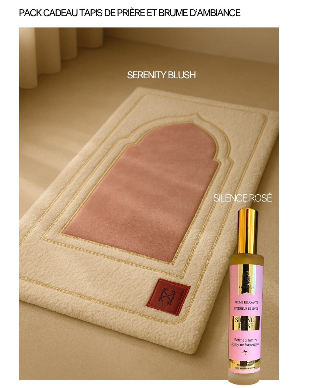 Pack Beauté – Tapis Serenity Blush & Brume Silence Rosé